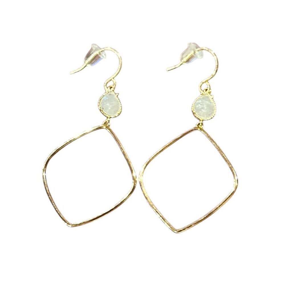 TAI Circle Drop Earrings in Gold & White New